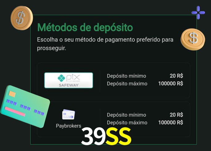 O cassino 39SS oferece uma grande variedade de métodos de pagamento